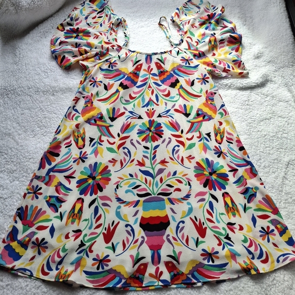Judith March Colorful Bird Mini Dress-Size Large - Picture 9 of 14